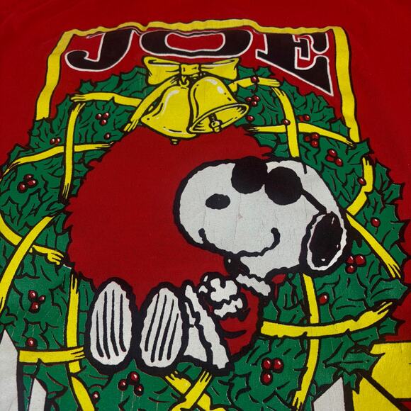 🎄Vintage 90s Oversized Peanuts Snoopy Joe Cool Christmas Sleep Shirt - Picture 5 of 10